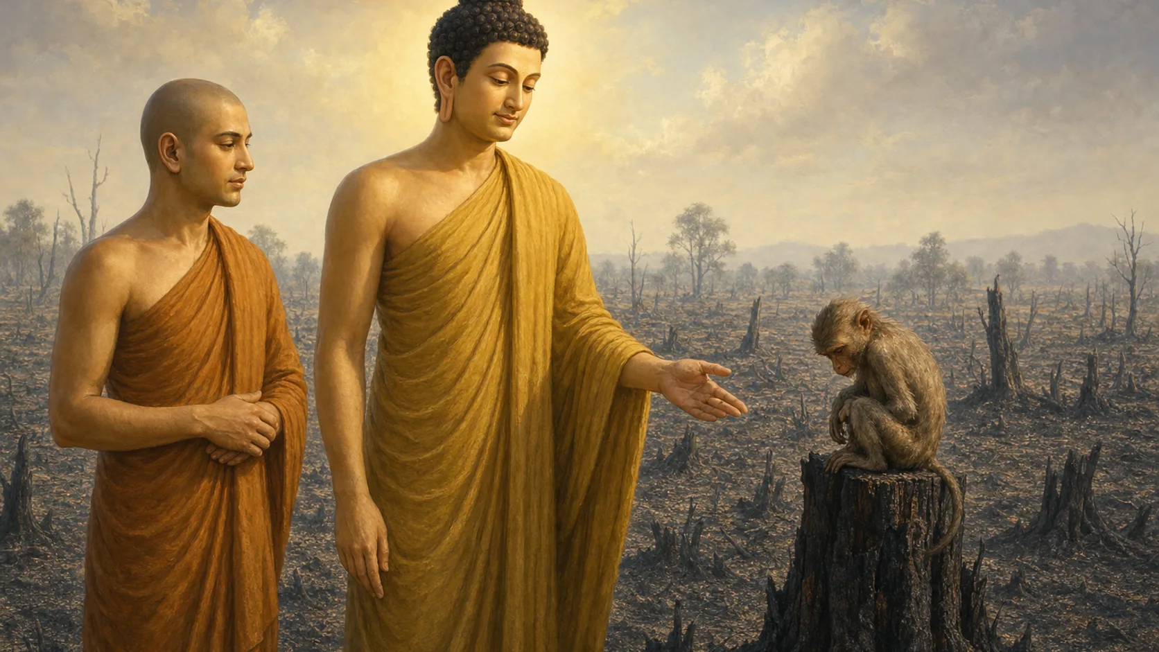 ภาพประกอบตอนที่ ๘ นางลิงบนตอไม้ที่ไฟไหม้