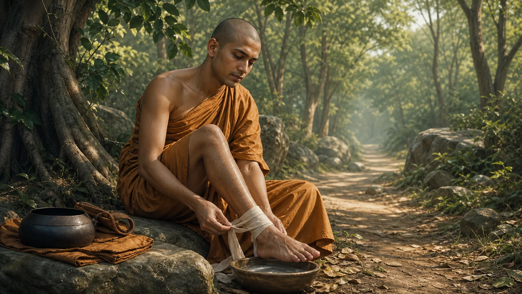 ภาพประกอบตอนที่ ๑๕ ความเพียรที่ถูกต้องไม่ใช่ความรุนแรงต่อตนเอง